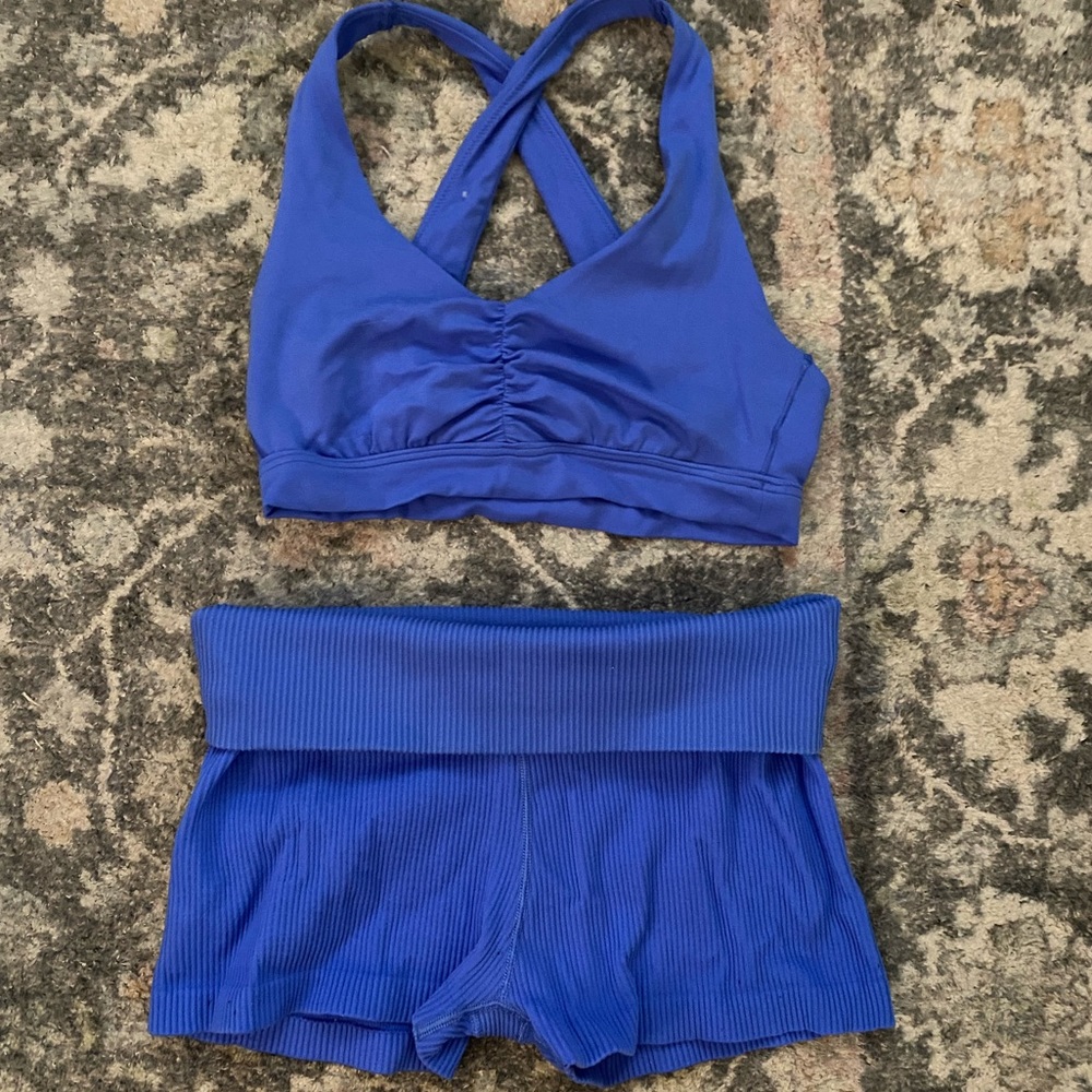 Vibrant blue aerie workout set